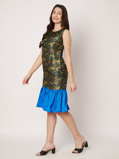 Kuberakshi-Peacock print  long dress