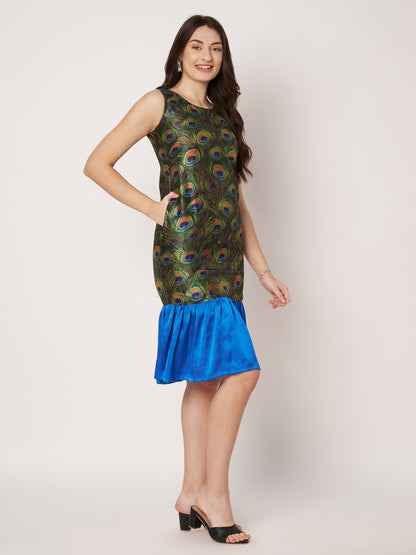 Kuberakshi-Peacock print  long dress