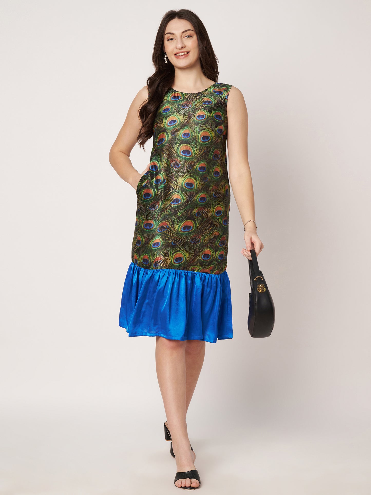 Kuberakshi-Peacock print  long dress
