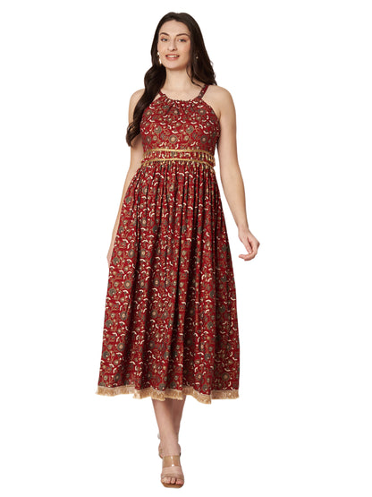 Kuberakshi- Red Printed long frock