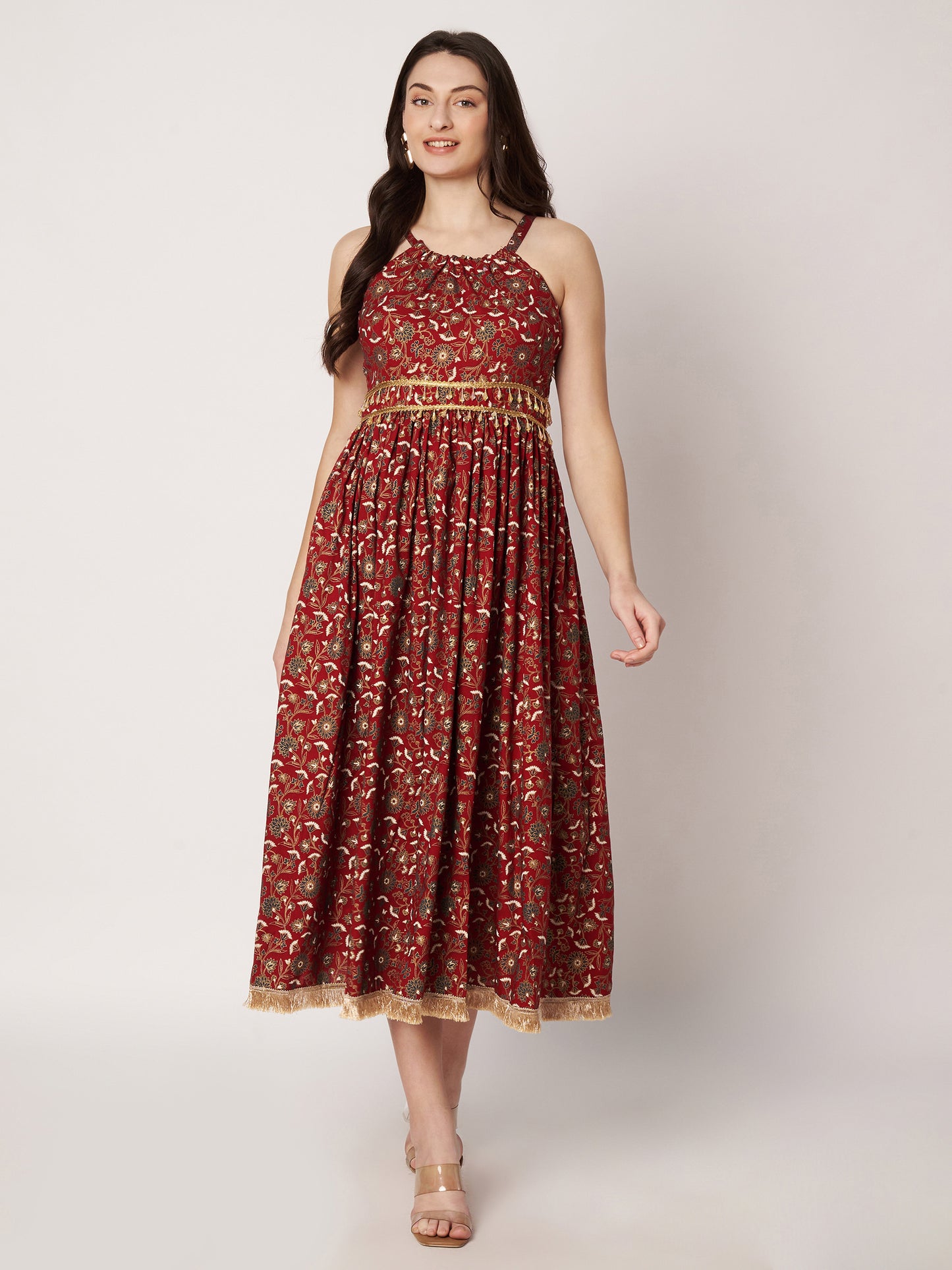 Kuberakshi- Red Printed long frock