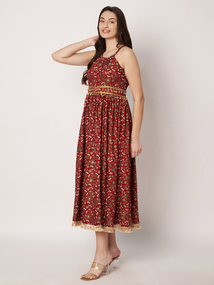 Kuberakshi- Red Printed long frock