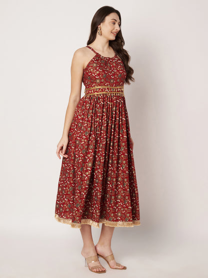 Kuberakshi- Red Printed long frock