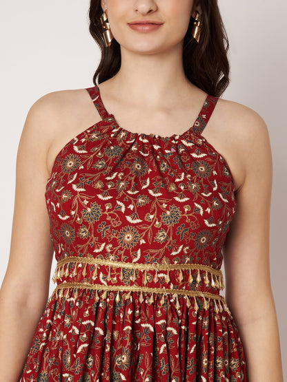 Kuberakshi- Red Printed long frock