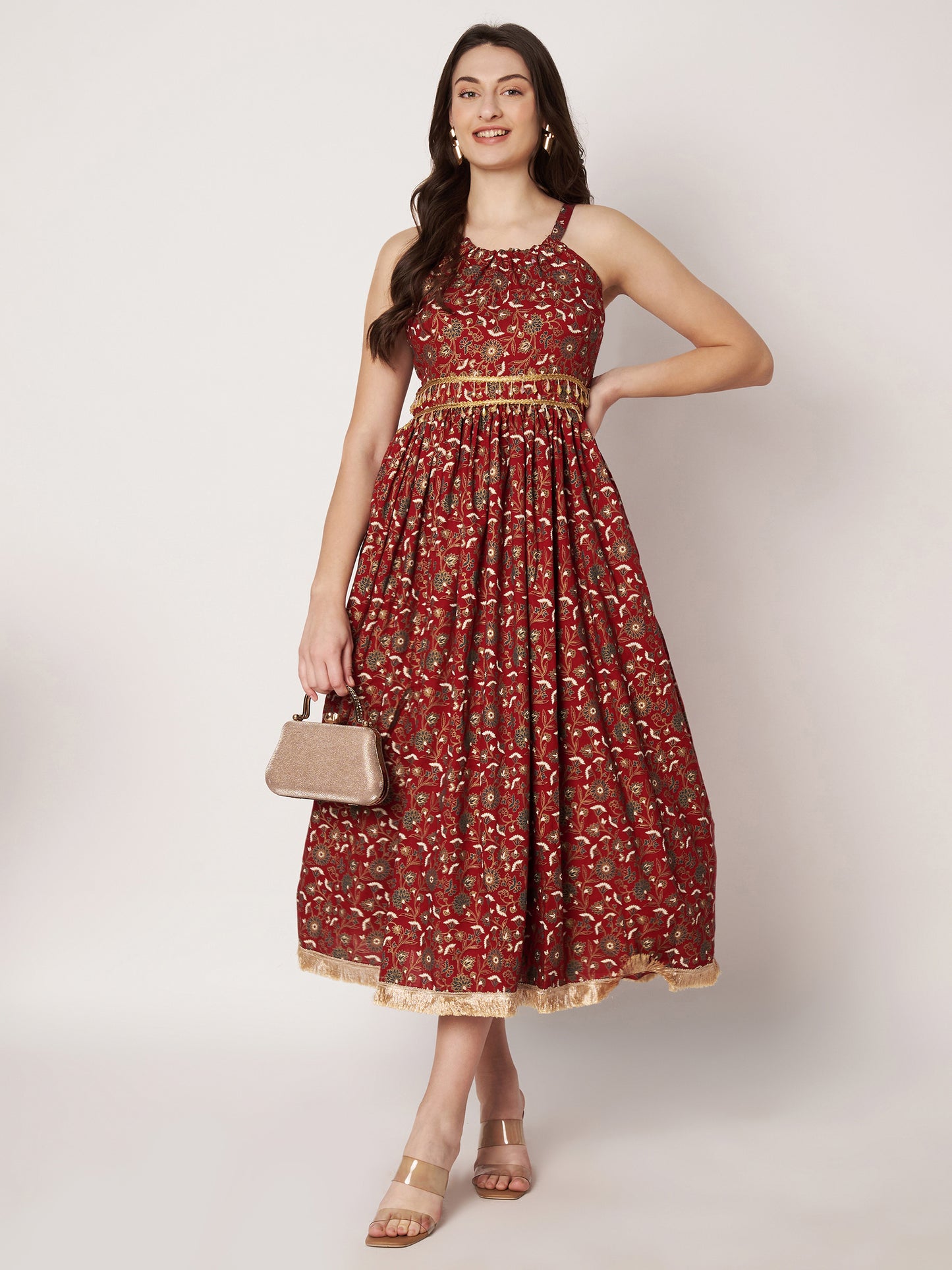 Kuberakshi- Red Printed long frock