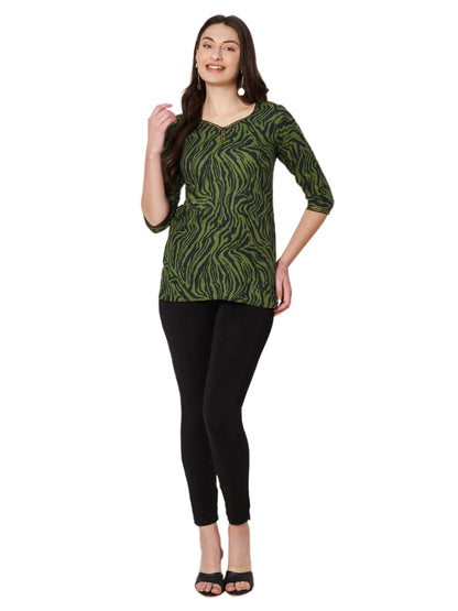 Kuberakshi-Green and Black zebra print top with Jegging