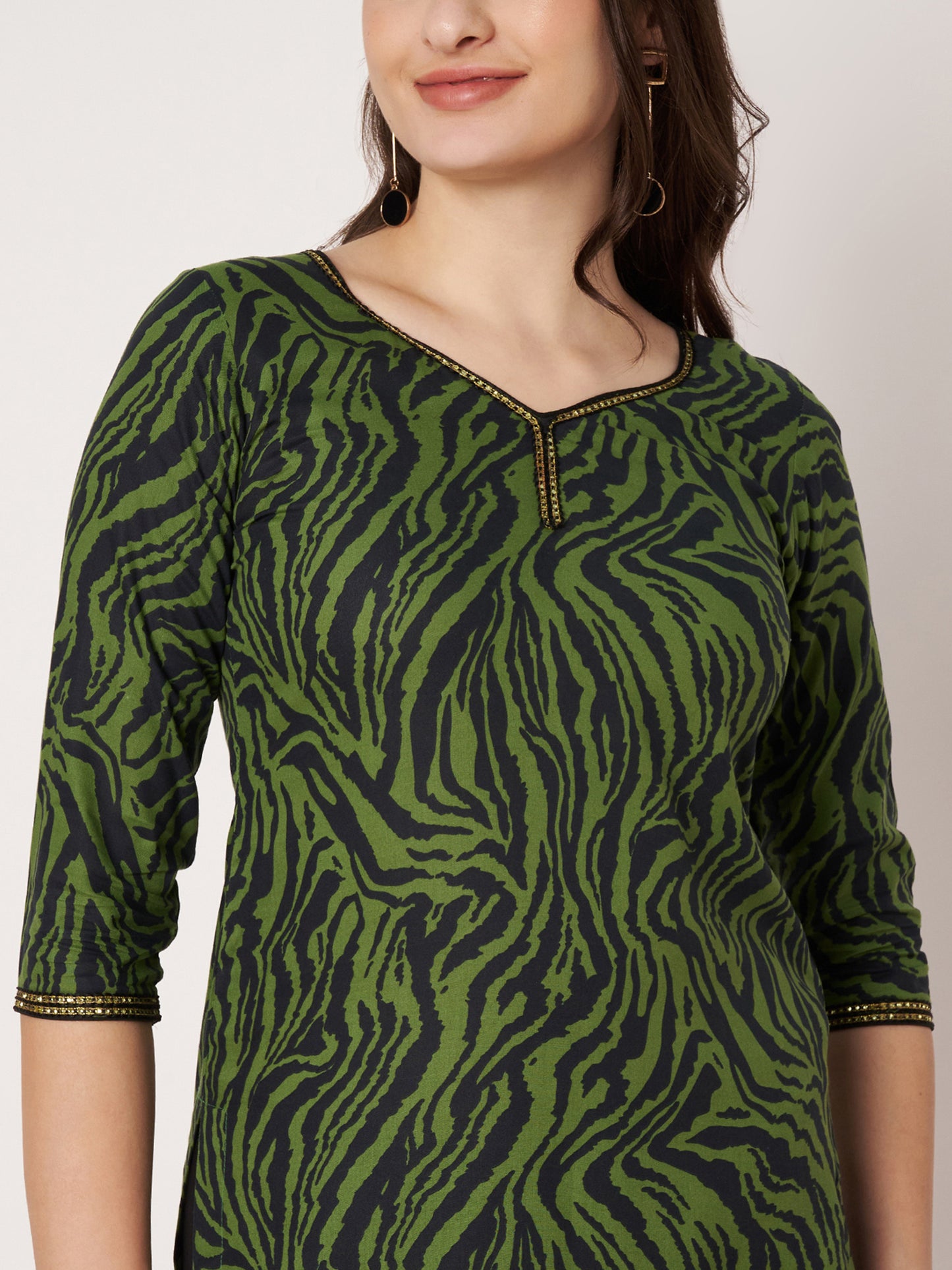 Kuberakshi-Green and Black zebra print top with Jegging