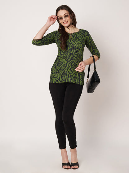 Kuberakshi-Green and Black zebra print top with Jegging