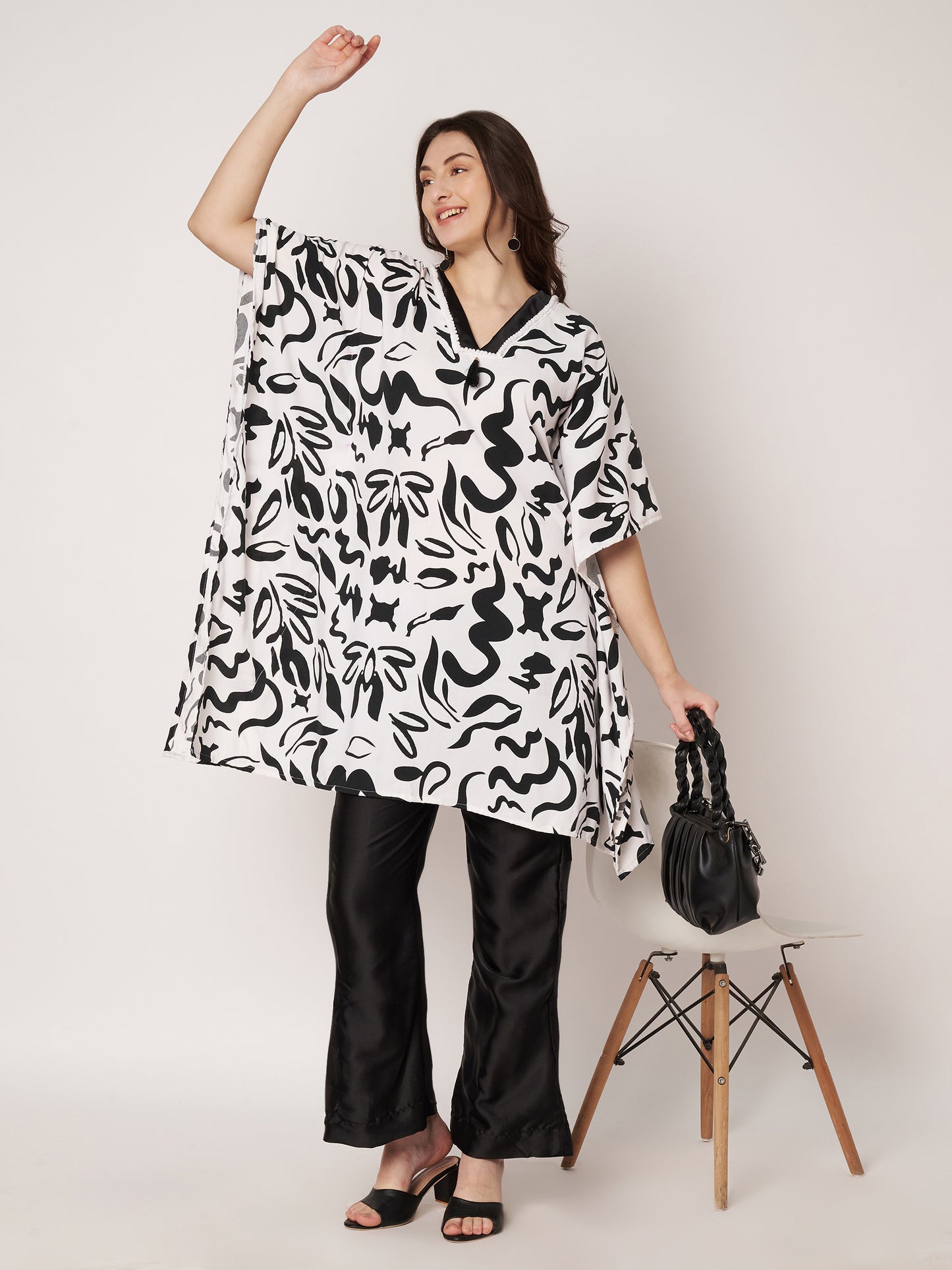 Black and White Kaftan Cord set
