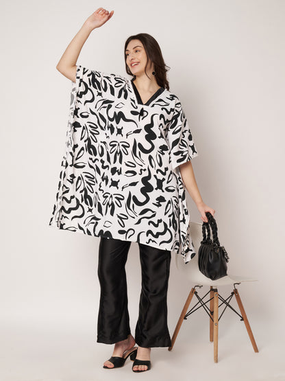 Black and White Kaftan Cord set