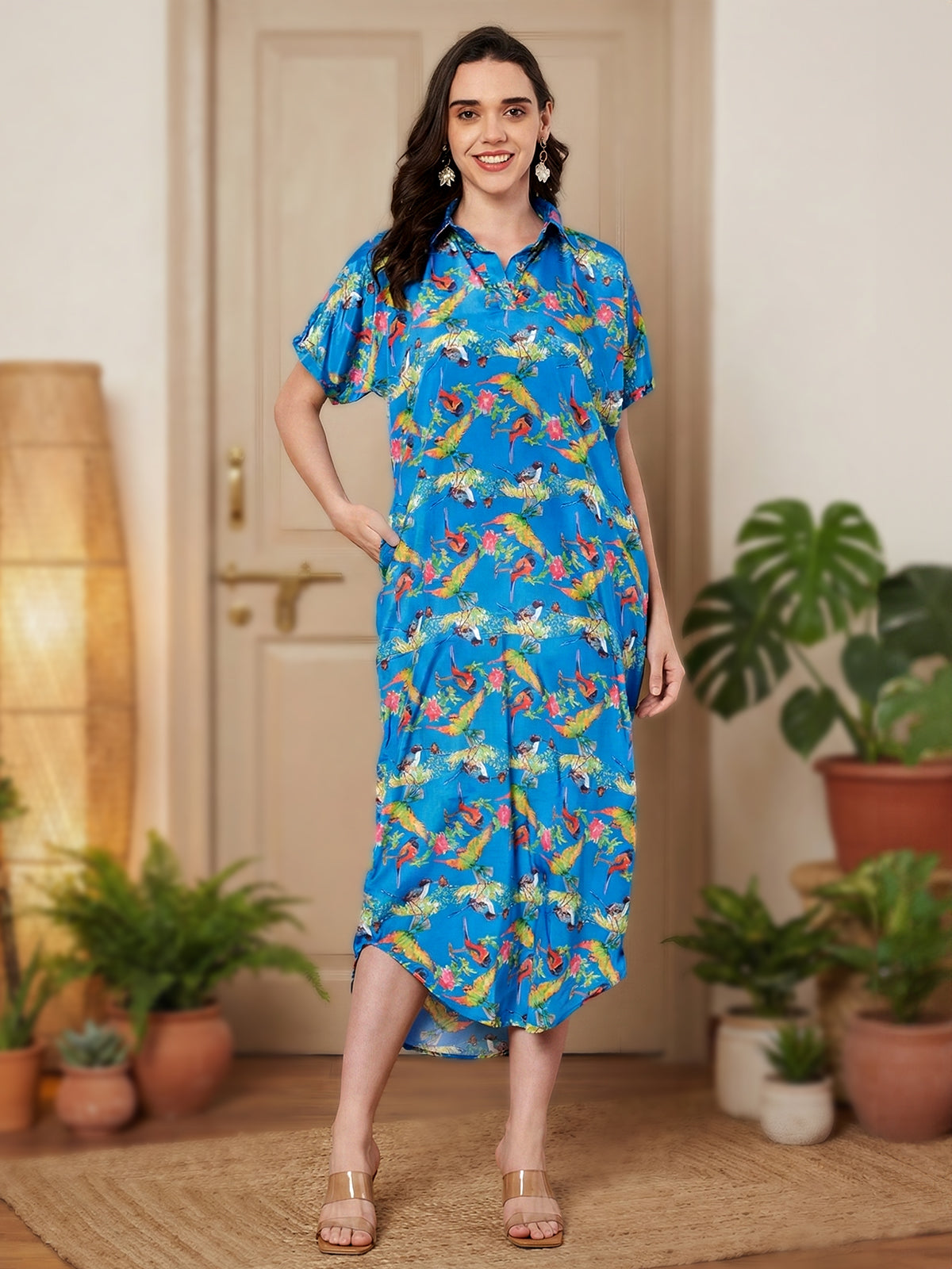 Kuberakshi Tropical Bird Print Shirt Korean   Cord set
