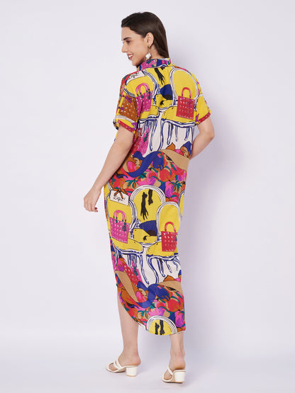 Kuberakshi- A Pop print  shirt style Midi Dress
