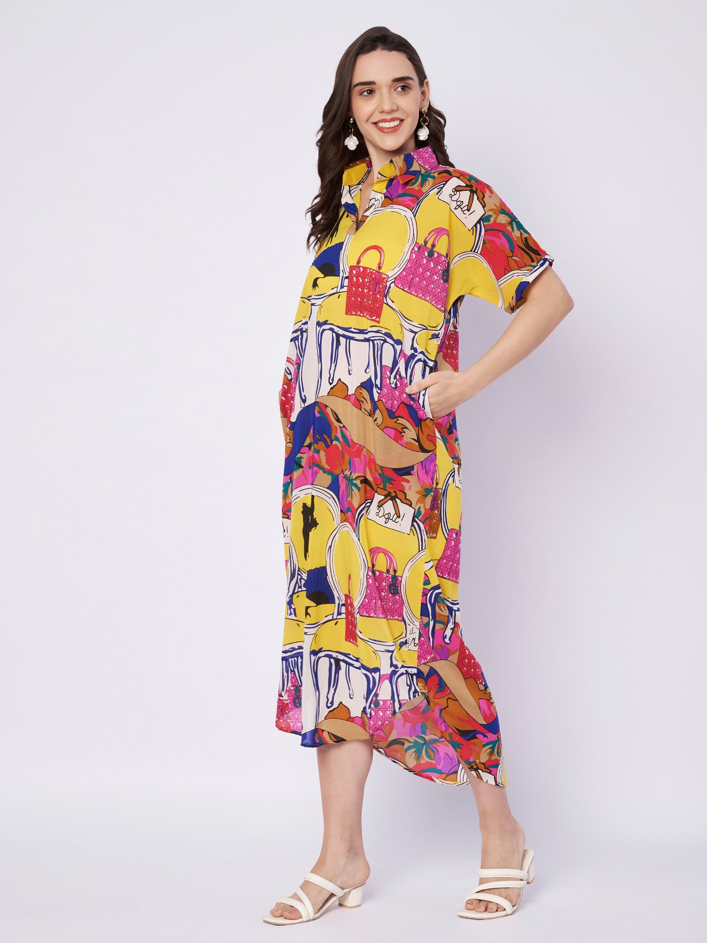 Kuberakshi- A Pop print  shirt style Midi Dress