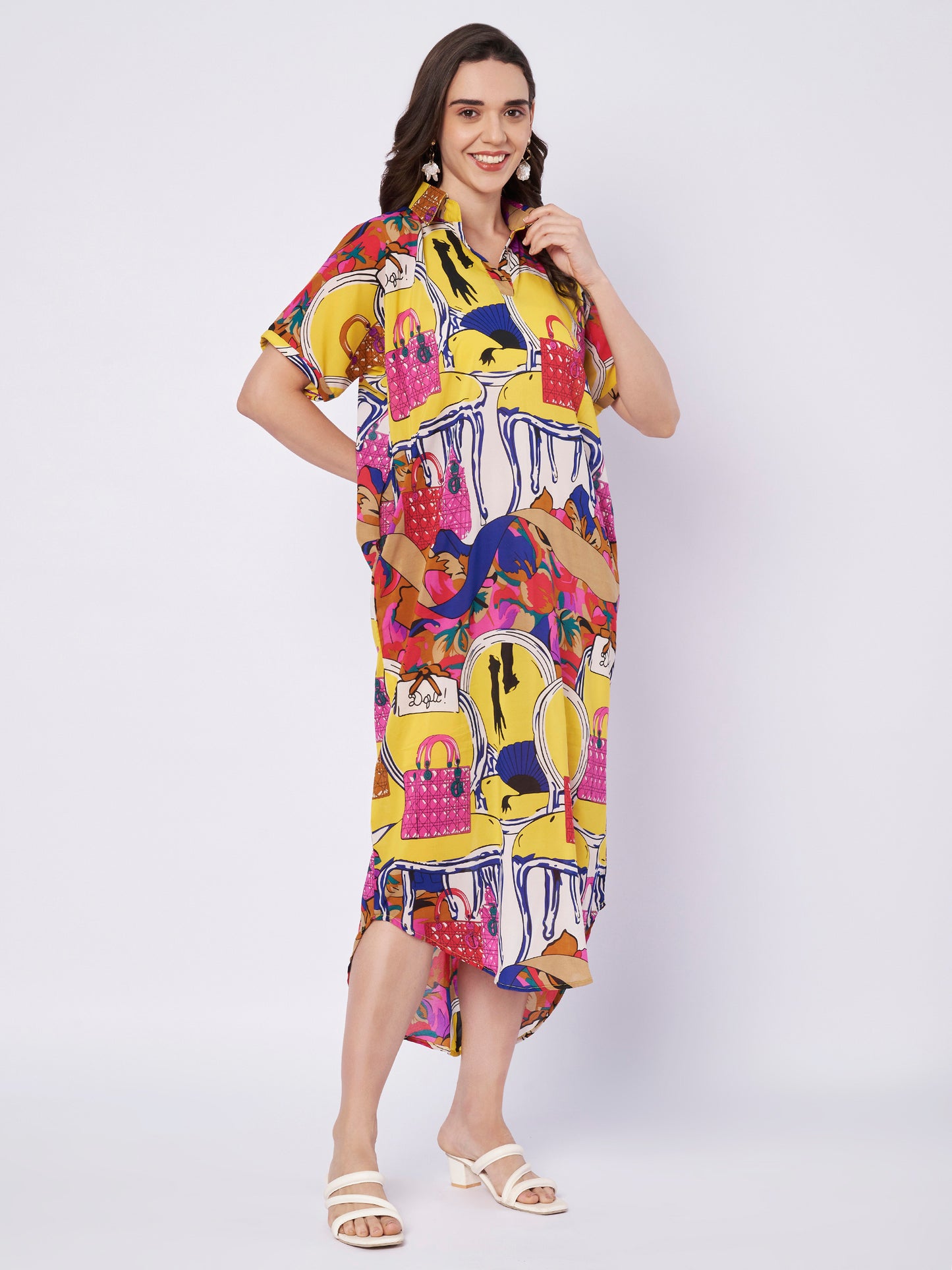 Kuberakshi- A Pop print  shirt style Midi Dress