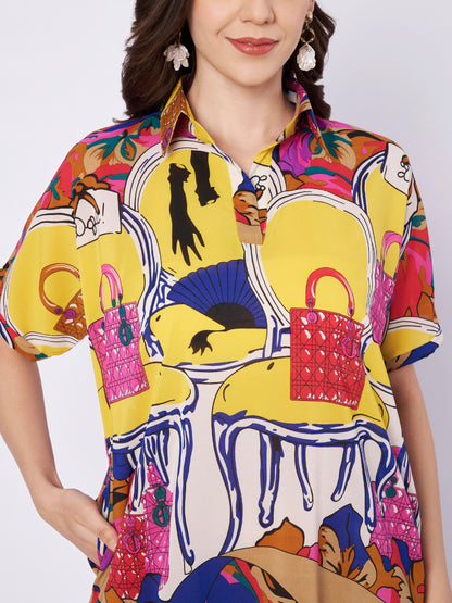 Kuberakshi- A Pop print  shirt style Midi Dress