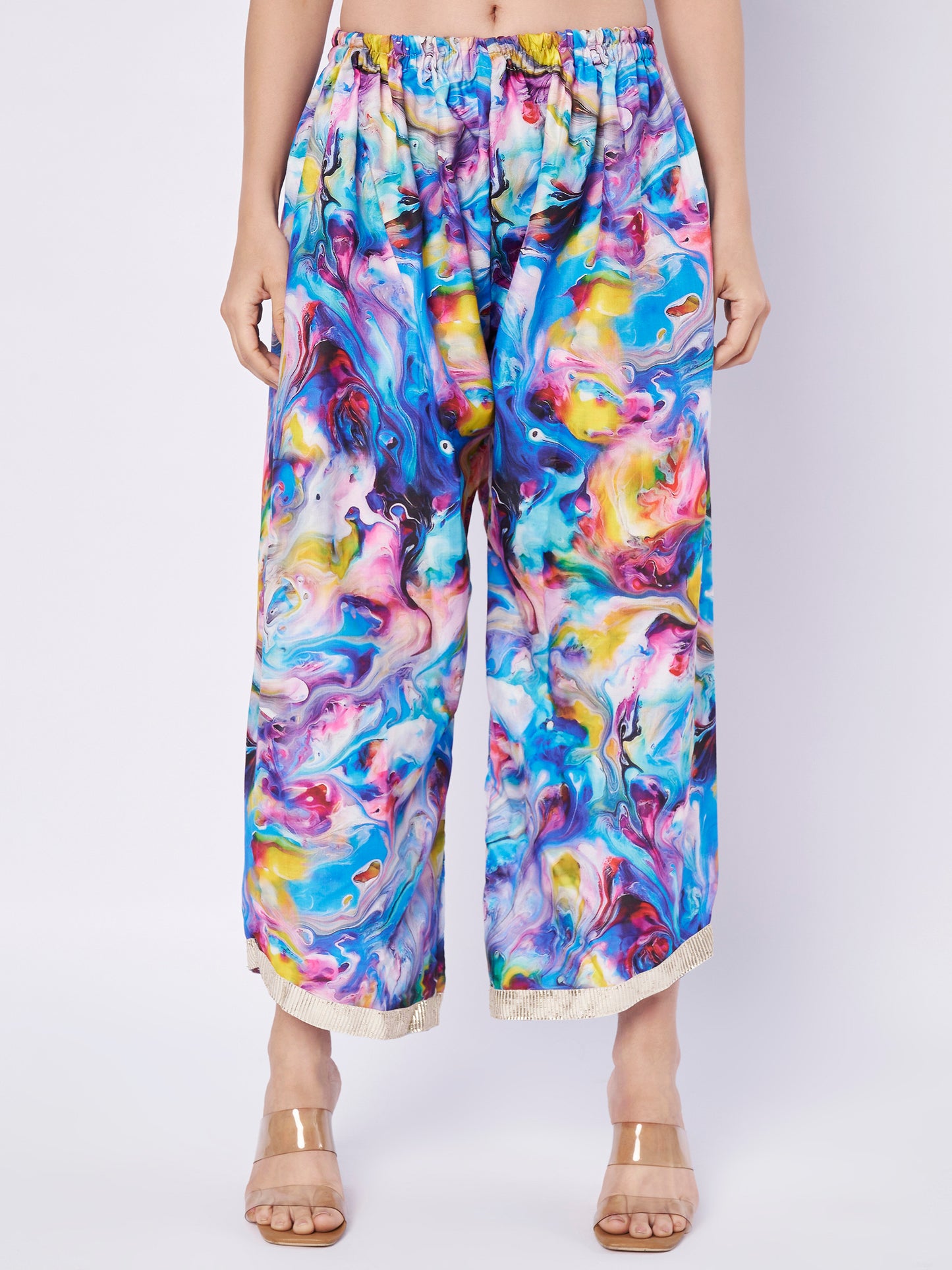 Multicolor Abstract Print Kaftan Dress