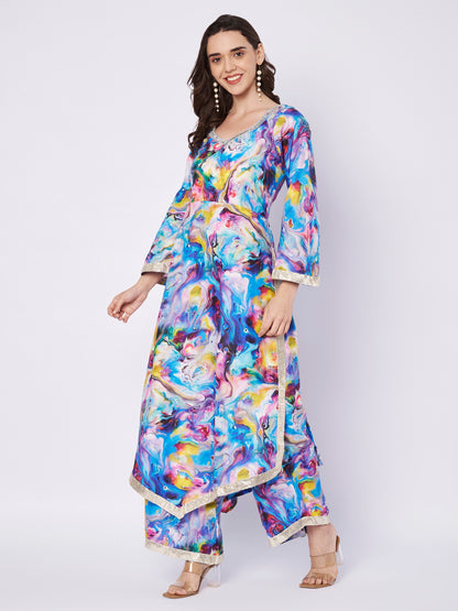 Multicolor Abstract Print Kaftan Dress