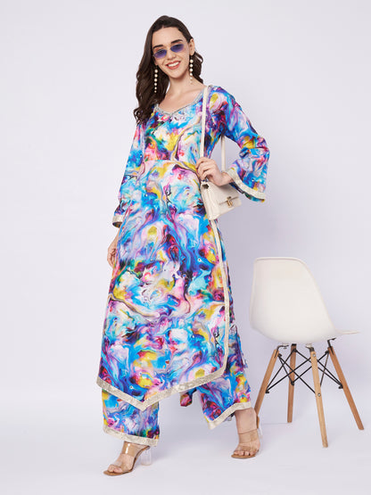 Multicolor Abstract Print Kaftan Dress