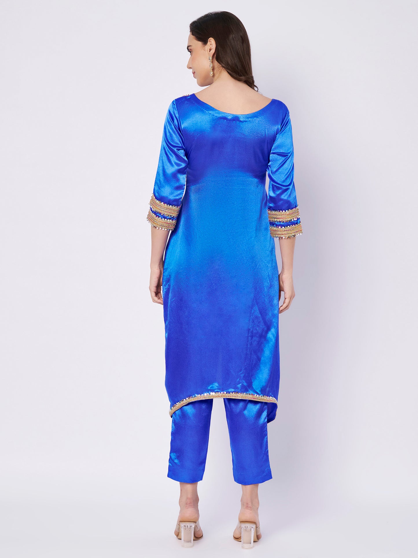 Heavy satin Long Kurti with Plazzo Pant