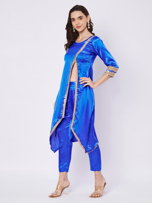 Heavy satin Long Kurti with Plazzo Pant