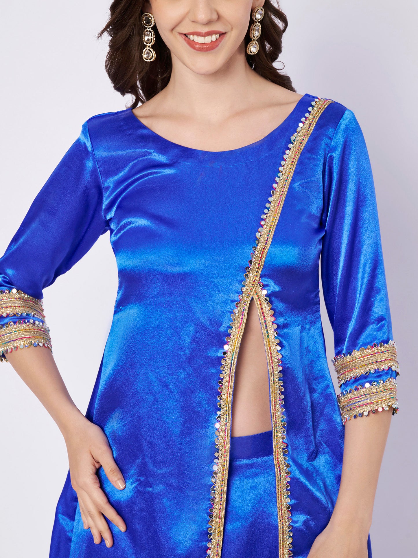 Heavy satin Long Kurti with Plazzo Pant