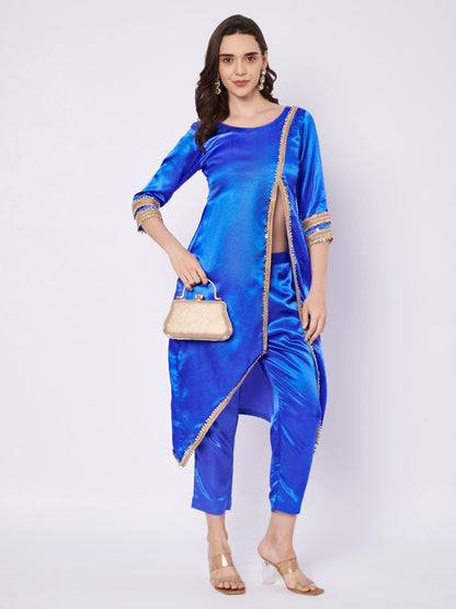 Heavy satin Long Kurti with Plazzo Pant