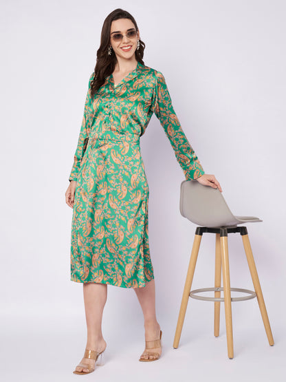 Printed Satin Wrap Skirt and Top