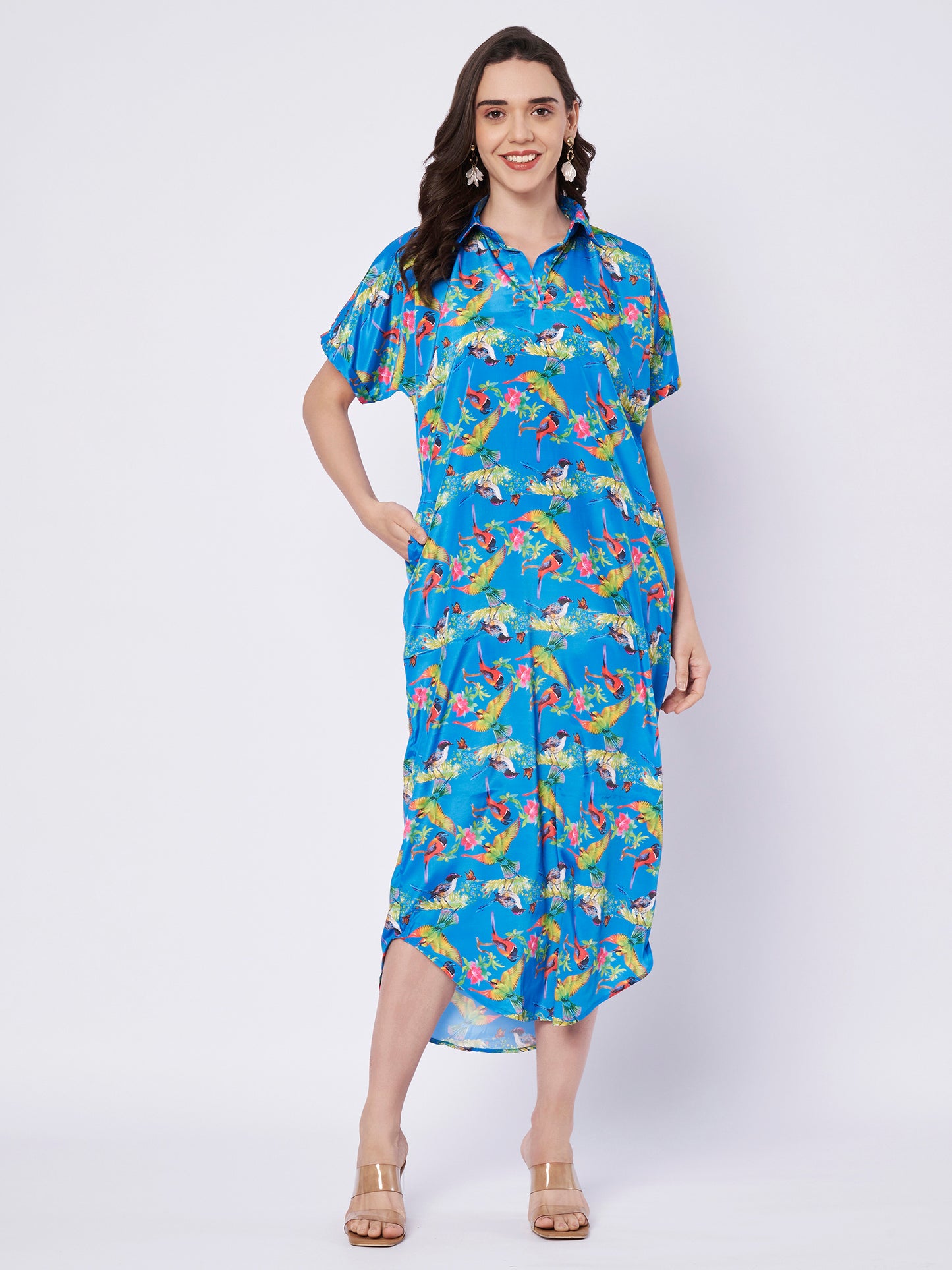 Kuberakshi Tropical Bird Print Shirt Korean   Cord set