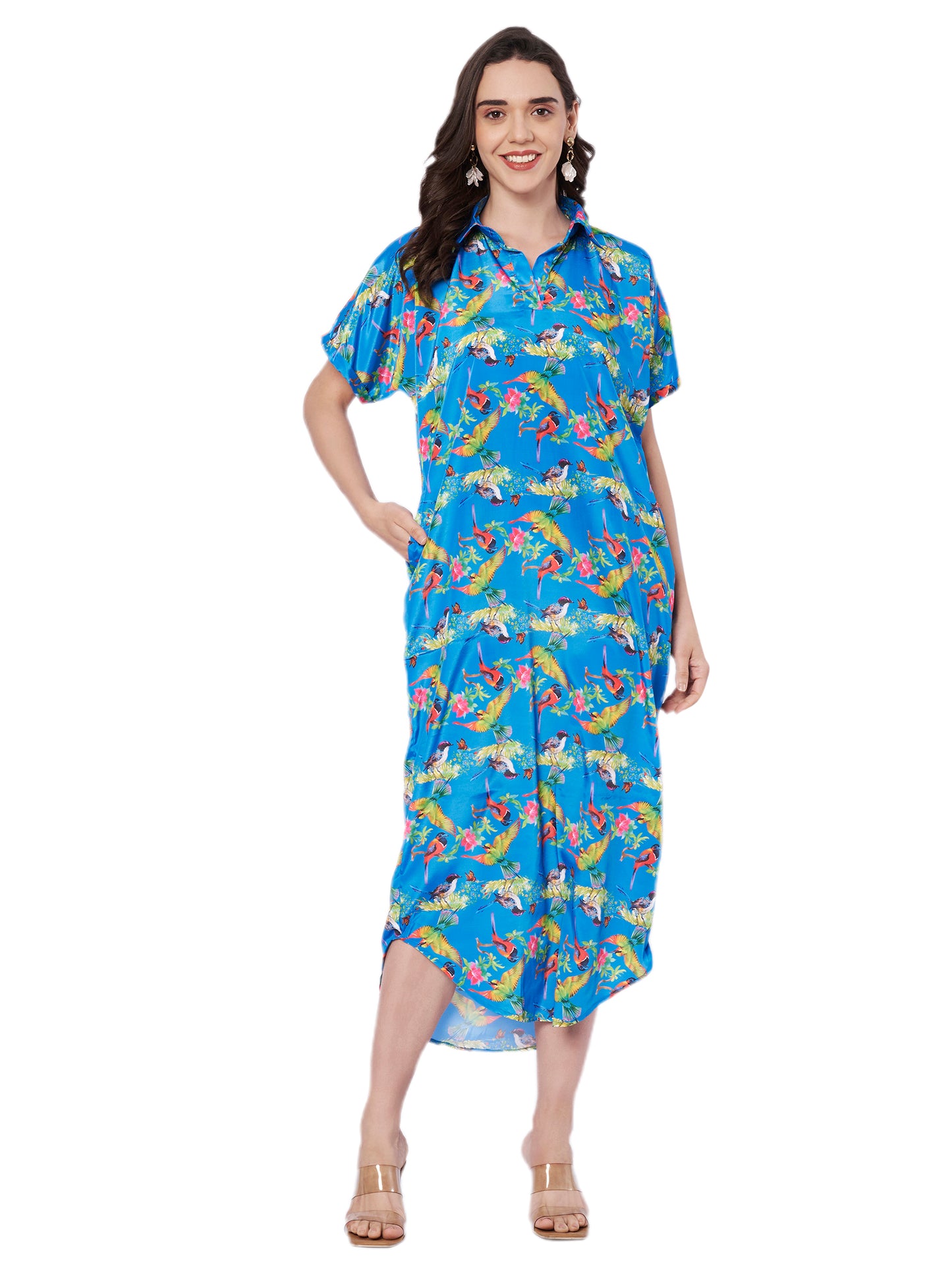 Kuberakshi Tropical Bird Print Shirt Korean   Cord set