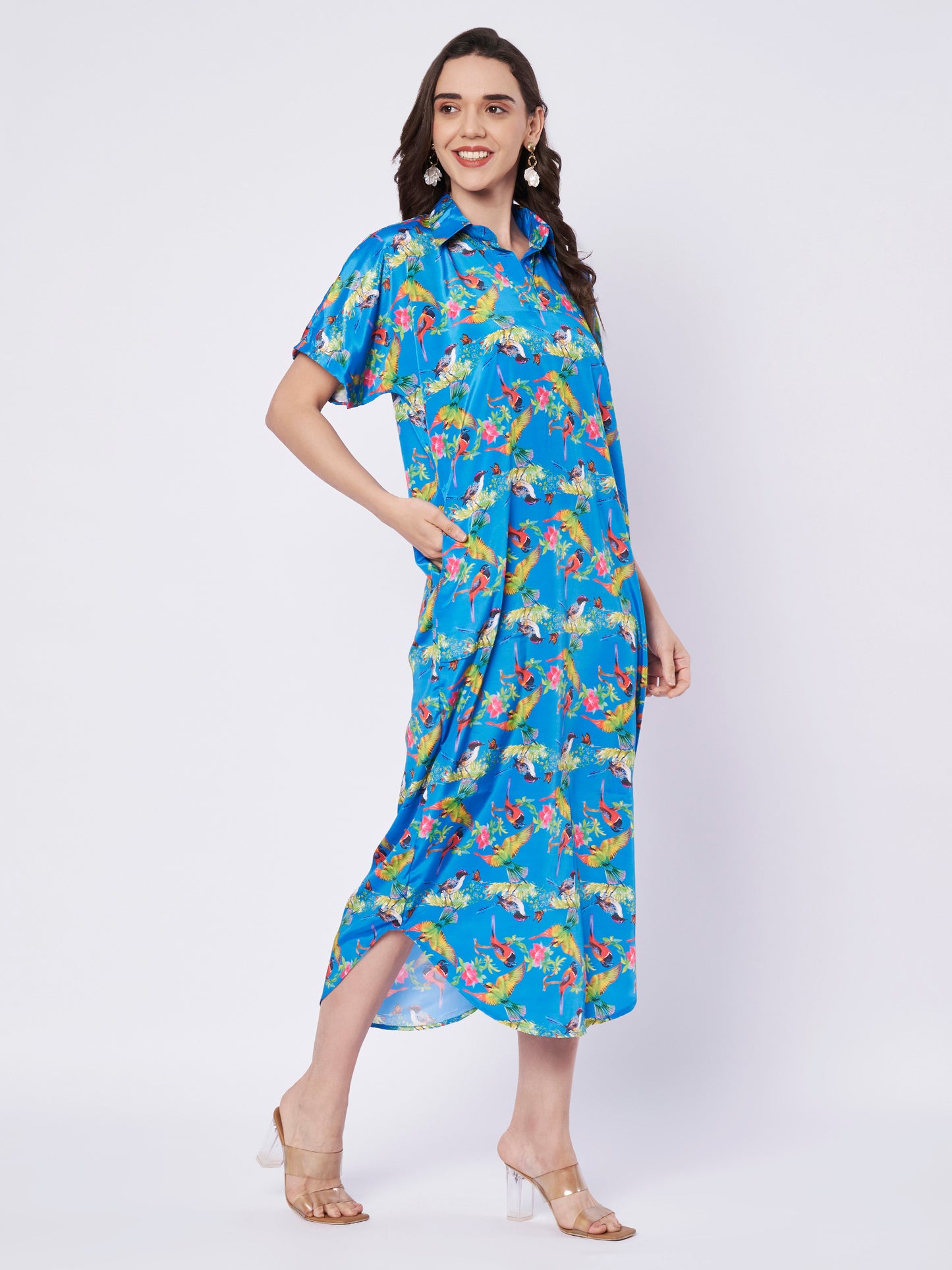 Kuberakshi Tropical Bird Print Shirt Korean   Cord set