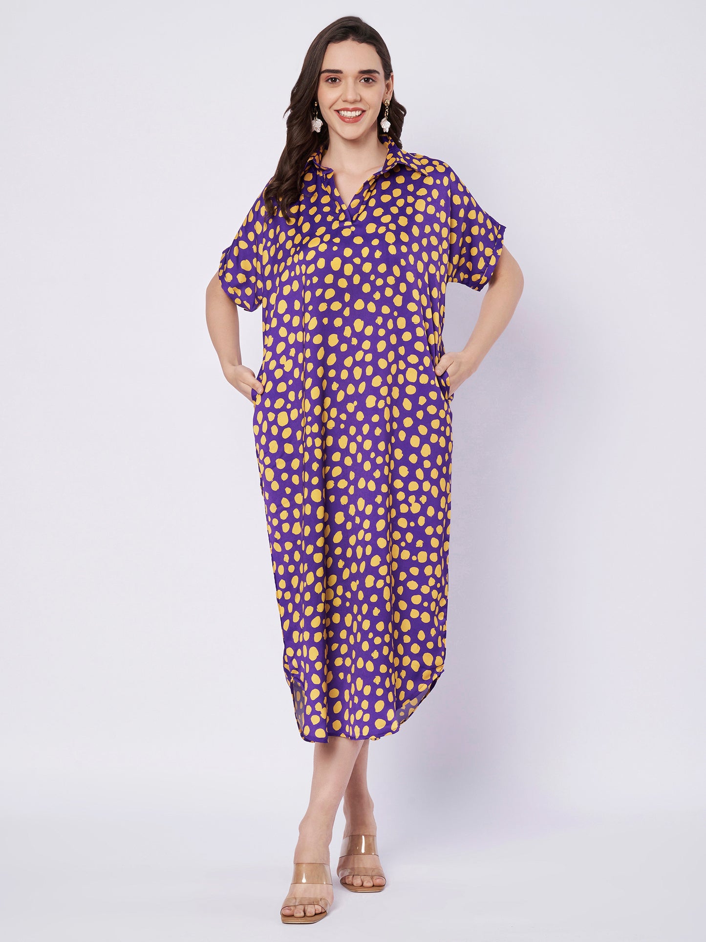 Kuberakshi Polka Dot Shirt Midi Dress