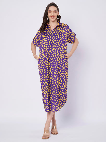 Kuberakshi Polka Dot Shirt Midi Dress
