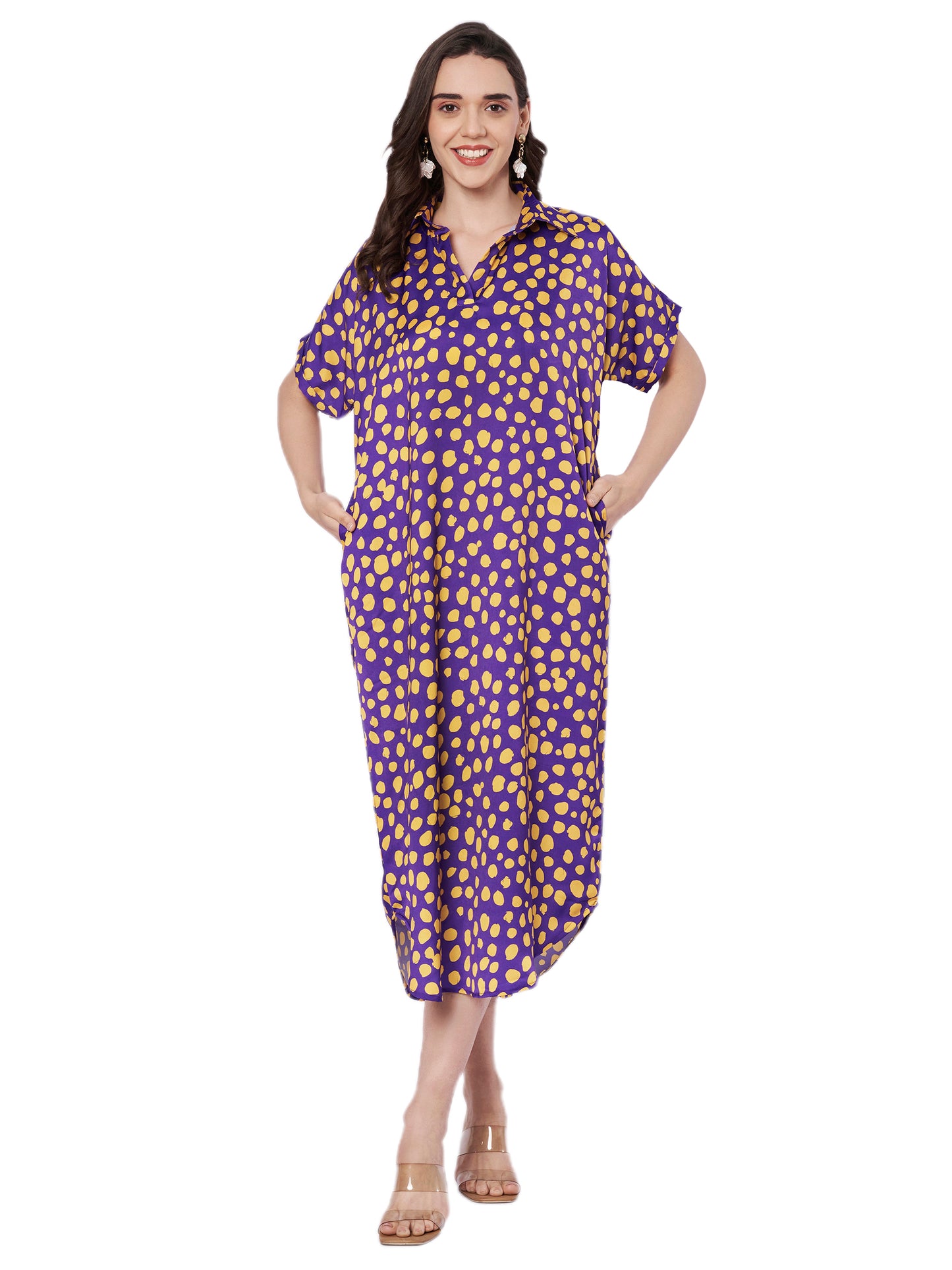 Kuberakshi Polka Dot Shirt Midi Dress