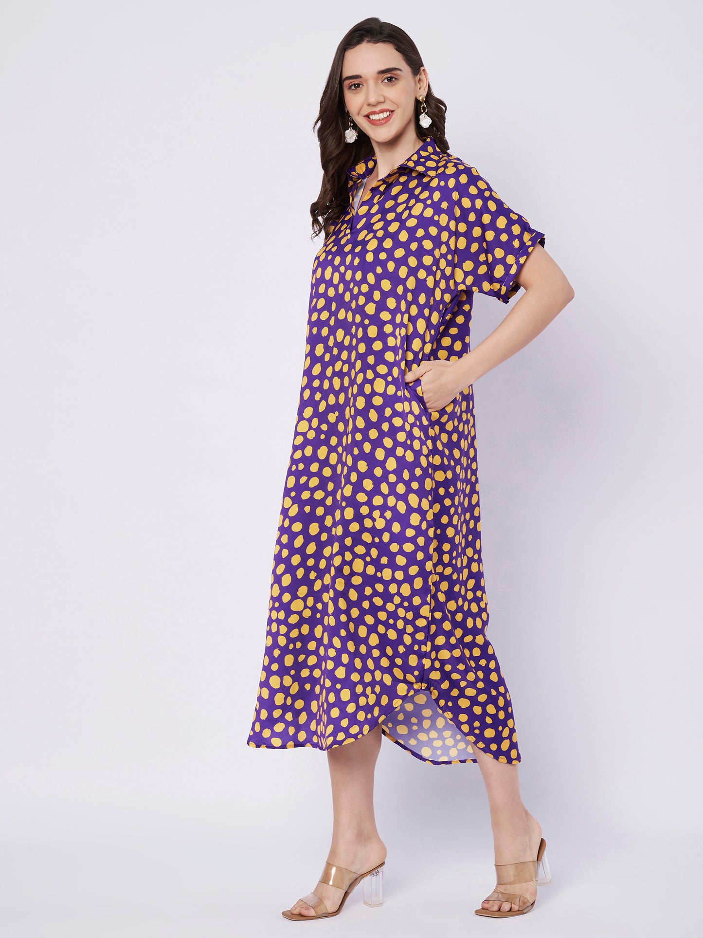 Kuberakshi Polka Dot Shirt Midi Dress