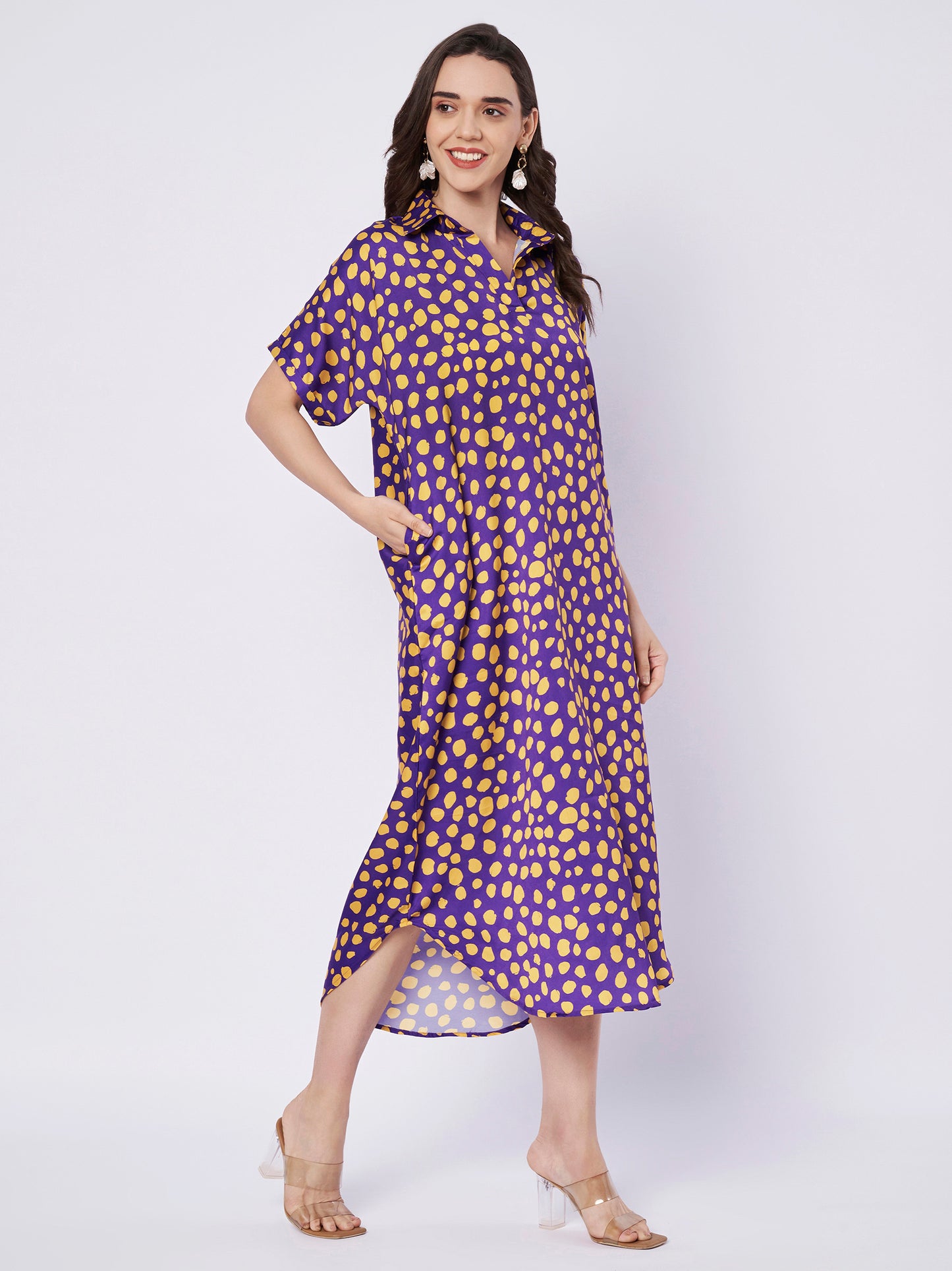 Kuberakshi Polka Dot Shirt Midi Dress