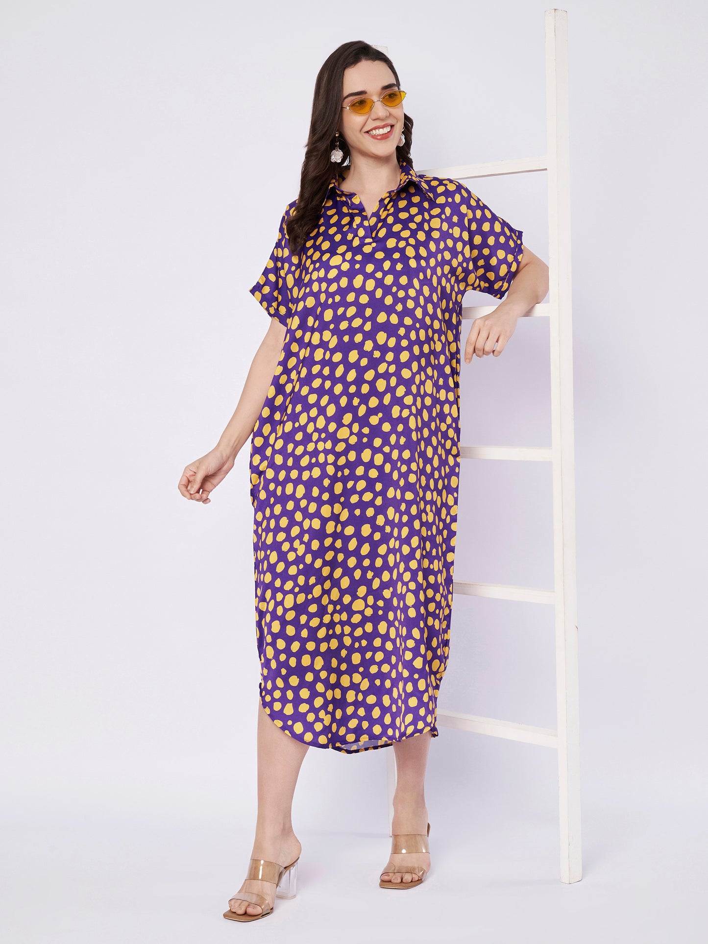 Kuberakshi Polka Dot Shirt Midi Dress