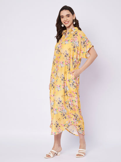 Kuberakshi Floral Print Shirt Midi Dress