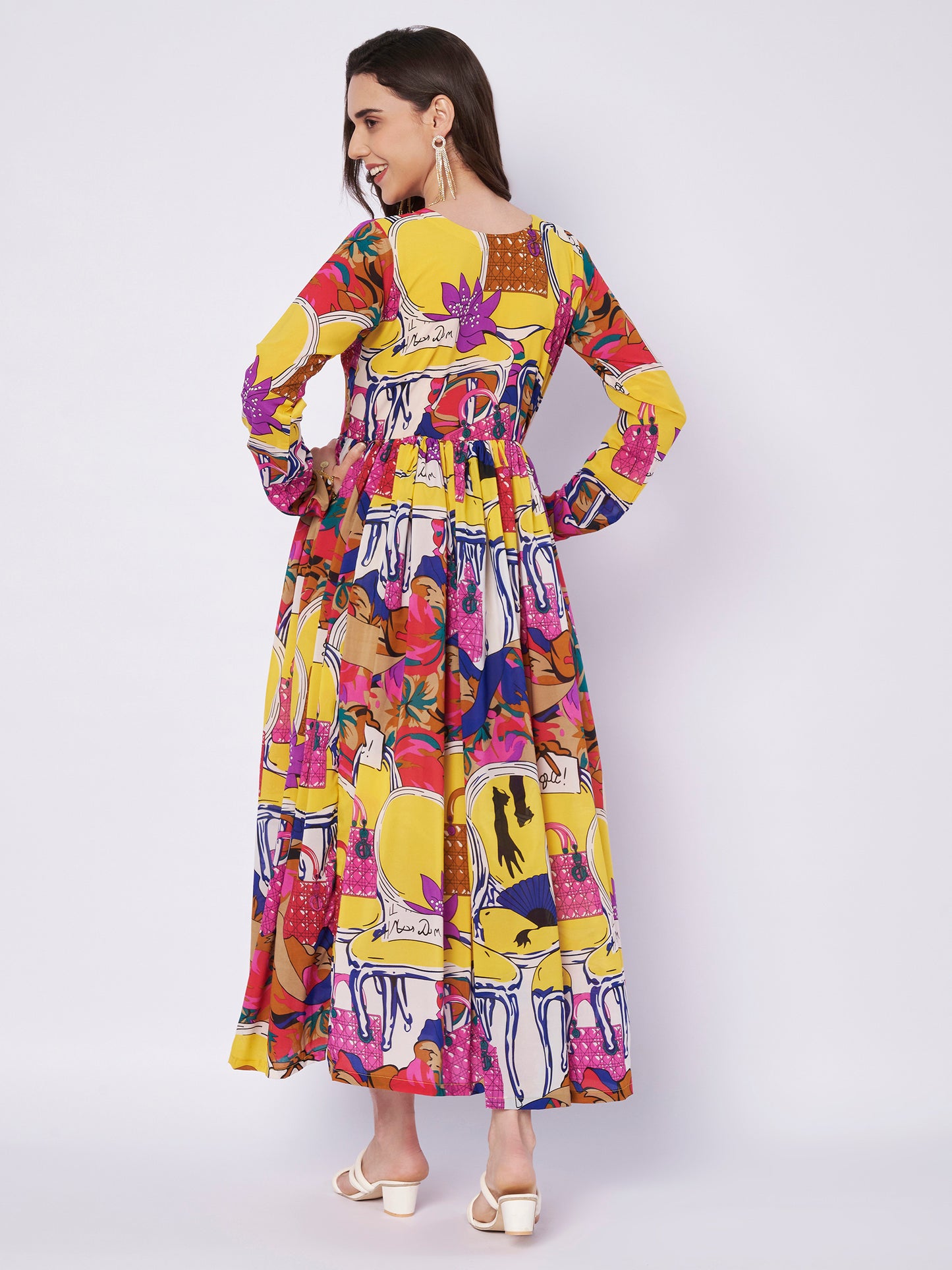 Kuberakshi Pop-Art Print Shirt Midi Dress