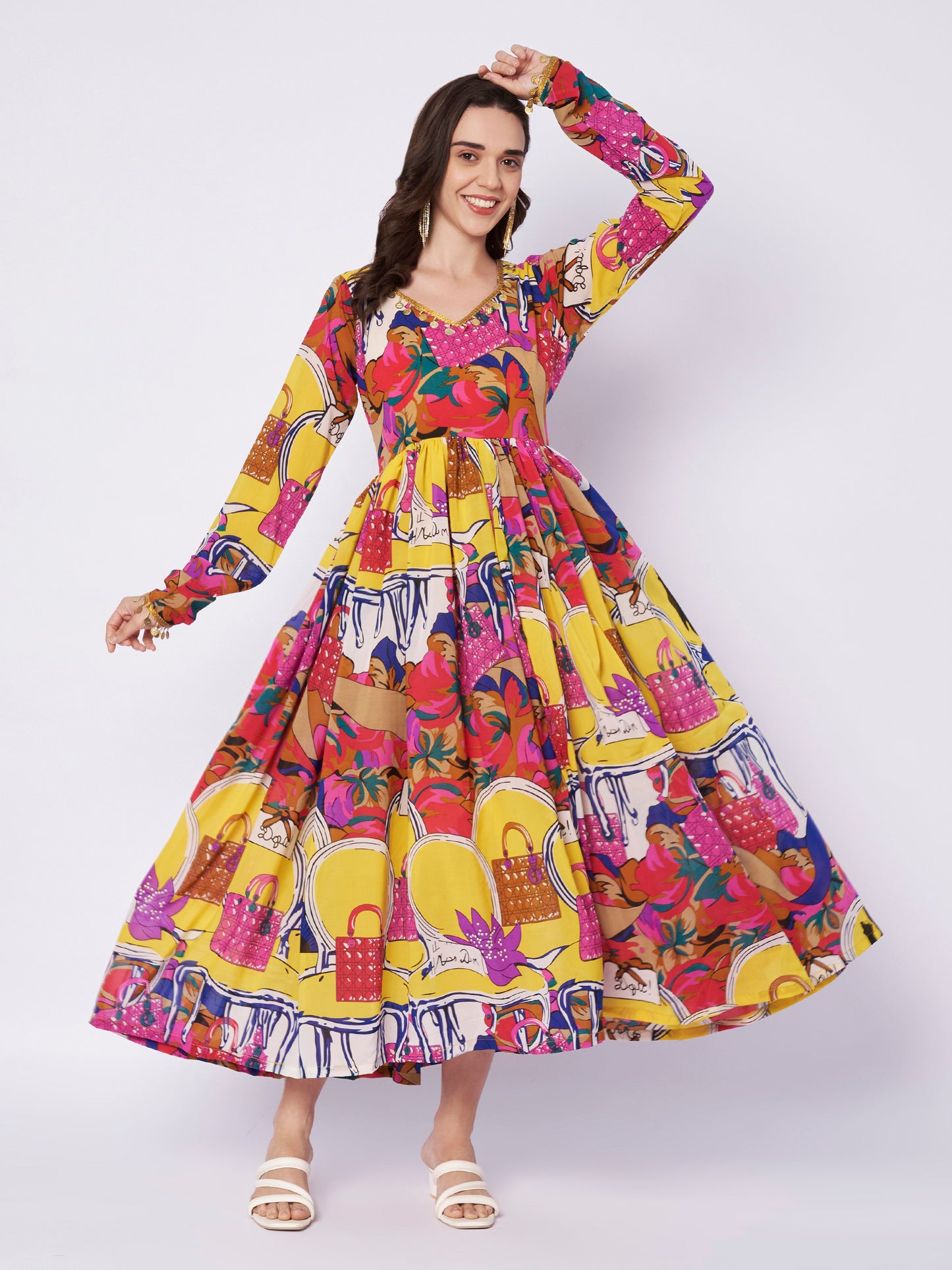 Kuberakshi Pop-Art Print Shirt Midi Dress