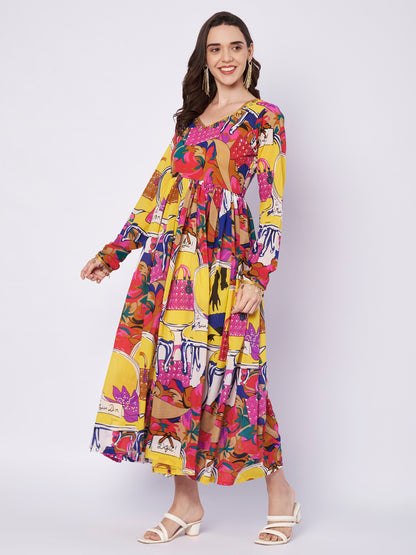 Kuberakshi Pop-Art Print Shirt Midi Dress