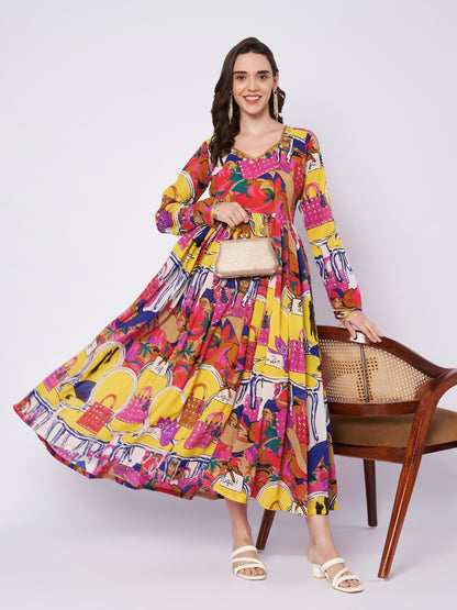 Kuberakshi Pop-Art Print Shirt Midi Dress