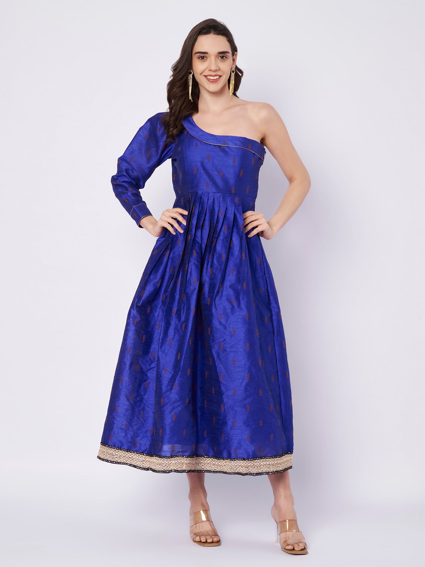 Kuberakshi One-Shoulder Festive Anarkali Midi Dress