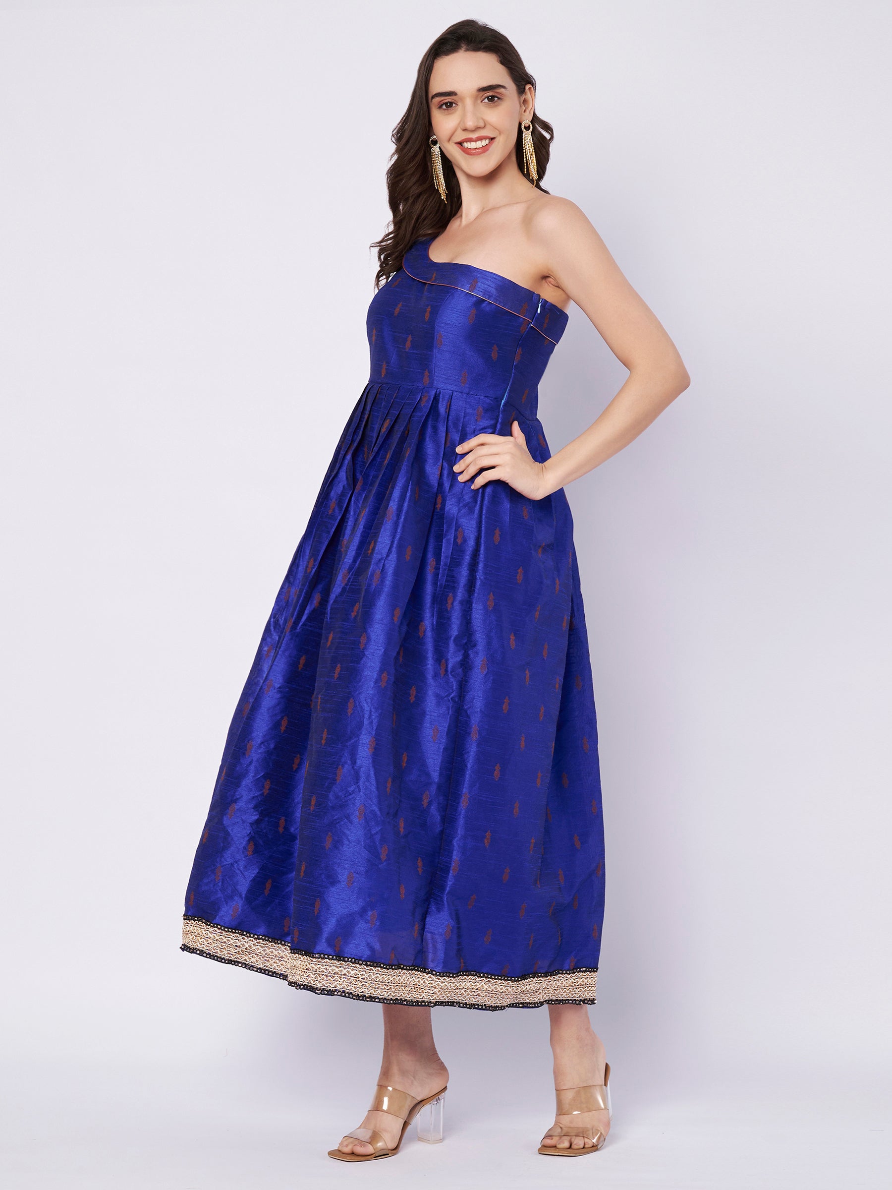 one shoulder anarkali dress PEACH CUT OUT ONE SHOULDER OVERLAP ANARKALI 16 / Custom