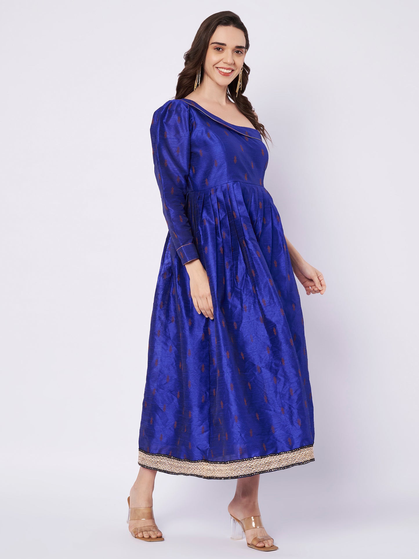 Kuberakshi One-Shoulder Festive Anarkali Midi Dress