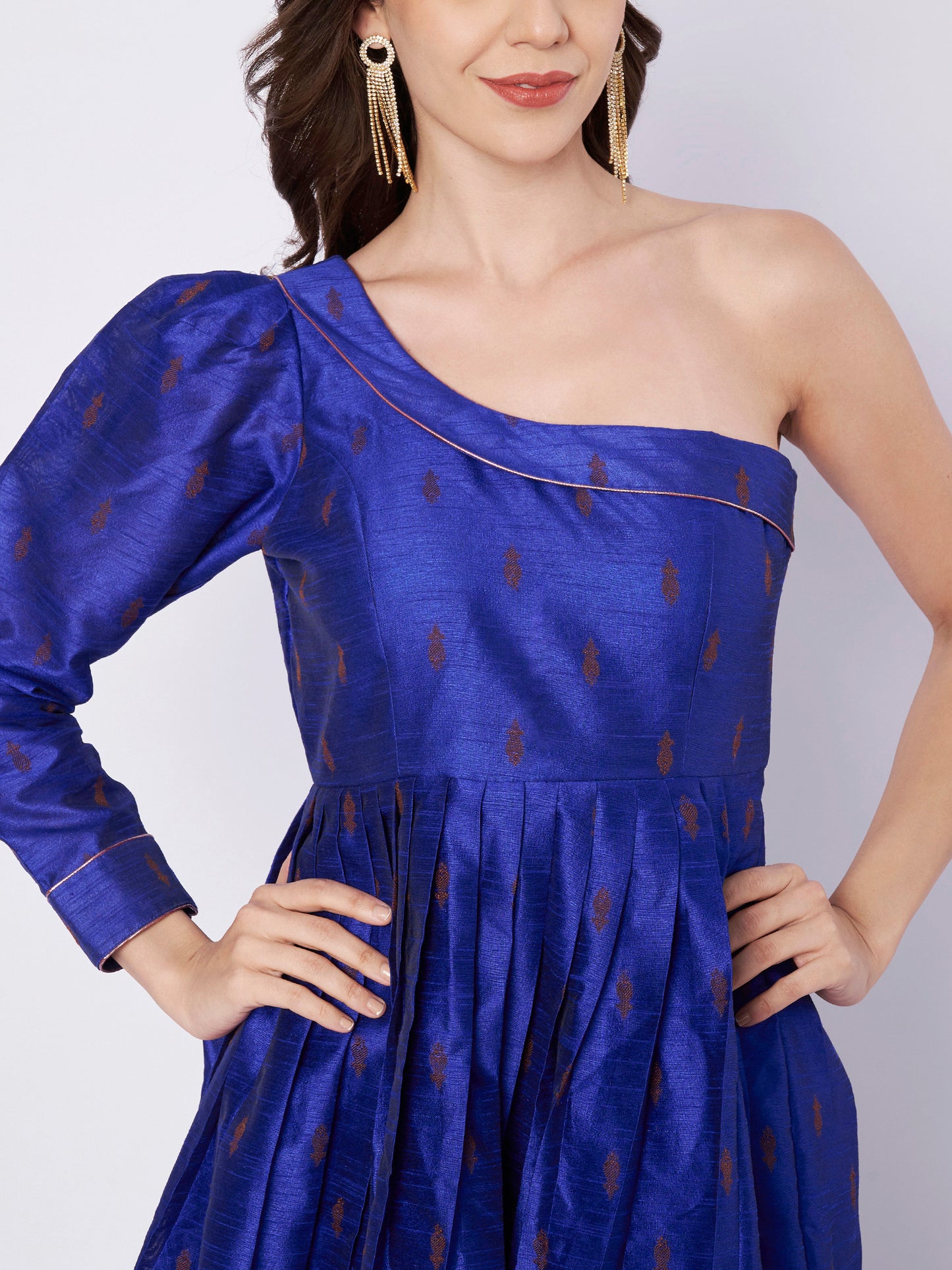 Kuberakshi One-Shoulder Festive Anarkali Midi Dress