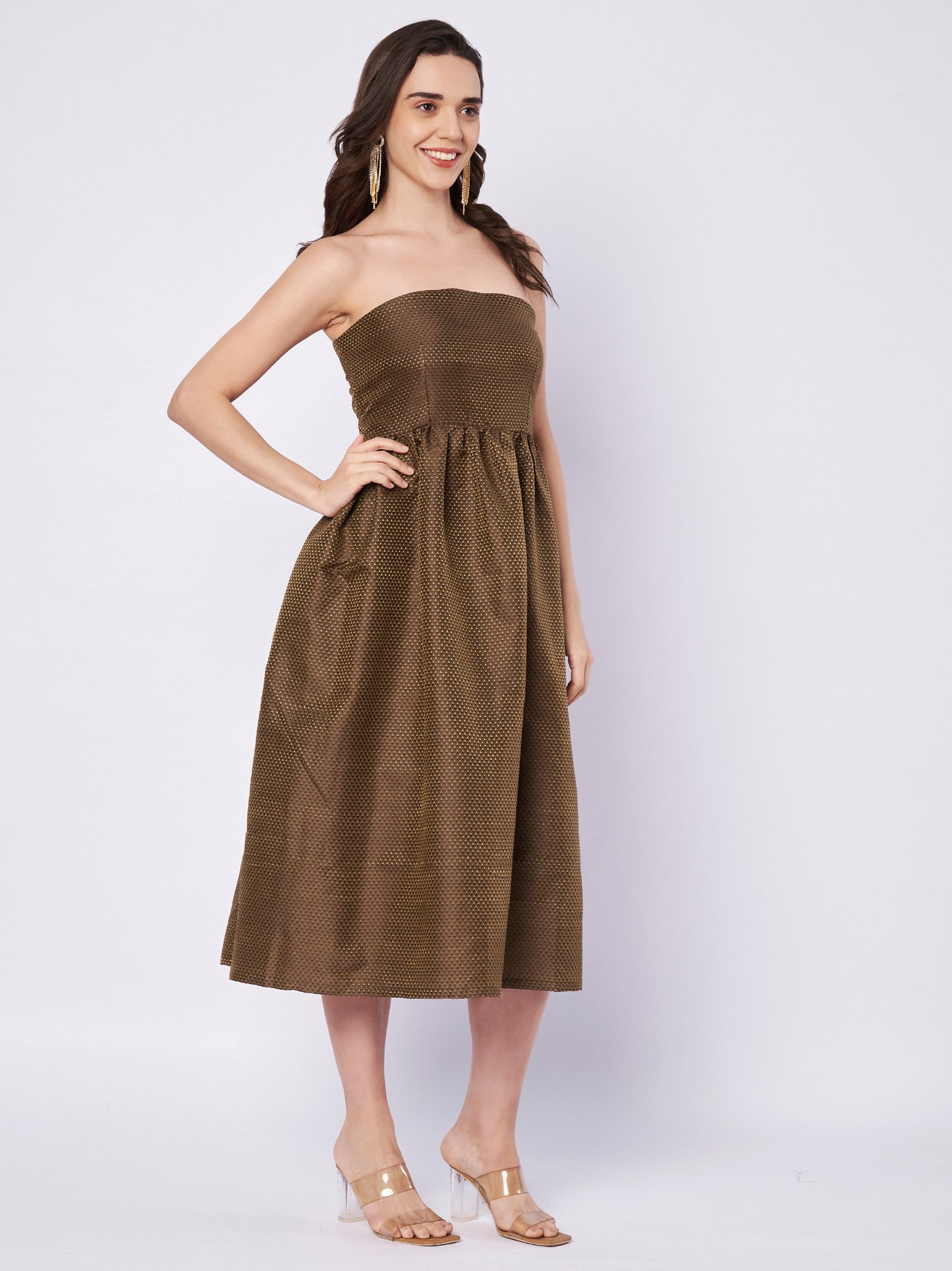 Kuberakshi Textured Strapless Midi Dress