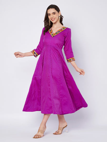 Kuberakshi Embroidered V-Neck Anarkali Midi Dress
