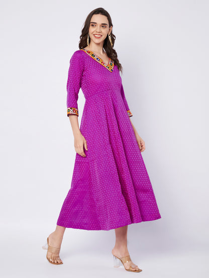 Kuberakshi Embroidered V-Neck Anarkali Midi Dress