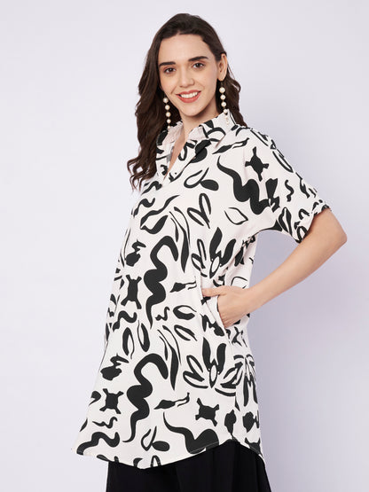 Kuberakshi Abstract Print Shirt Kurti with Palazzo Set