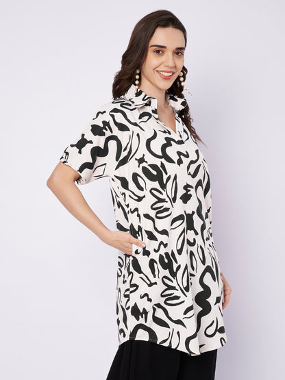 Kuberakshi Abstract Print Shirt Kurti with Palazzo Set
